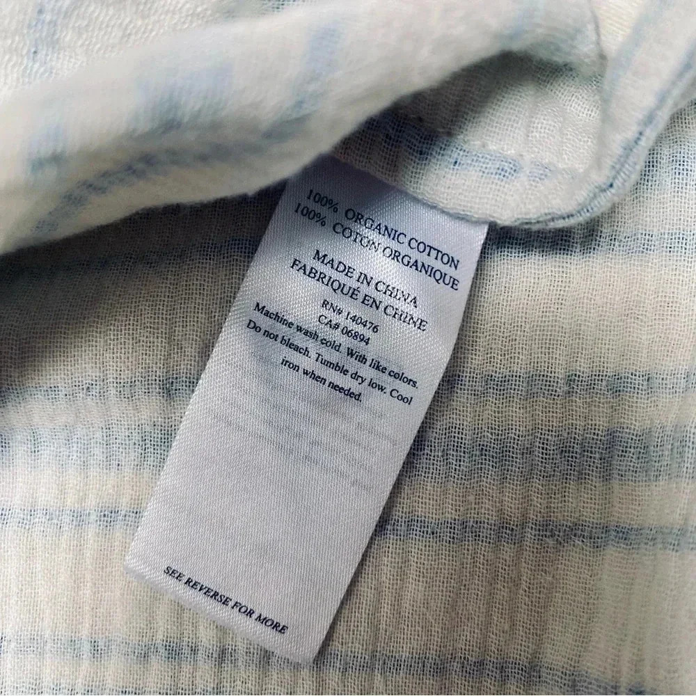 Faherty Avery Organic Cotton Gauze Camp Shirt Blue White Stripe XS - Picture 14 of 14